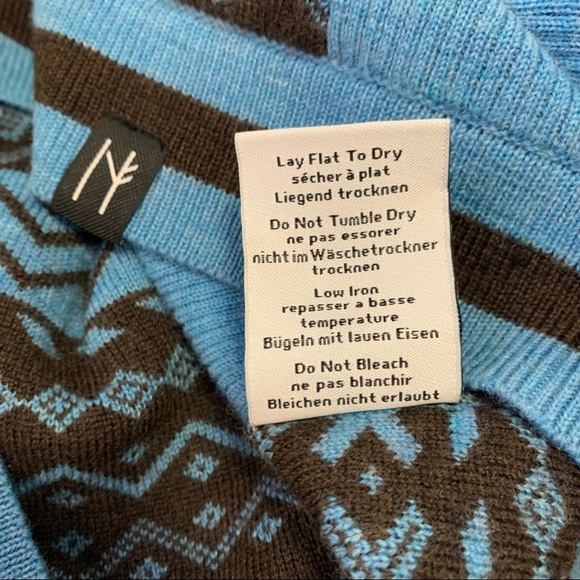 Neve Blue Brown Mock Neck Zip Up Wool Cardigan Sweater Size L - Picture 8 of 10